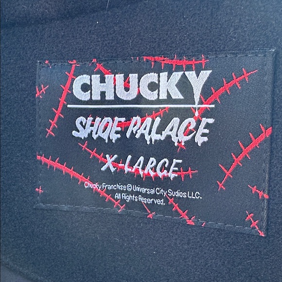 Chucky Shoe Palace Good Guys Black & Cream Synthetic Leather Varsity Jacket XL - Picture 5 of 10